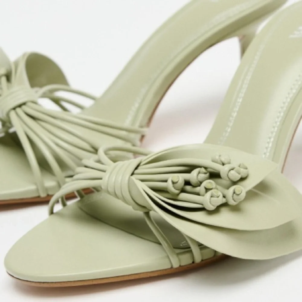 Zara Petal flower Elegant Soft Green Women's Heels - Picture 6 of 8